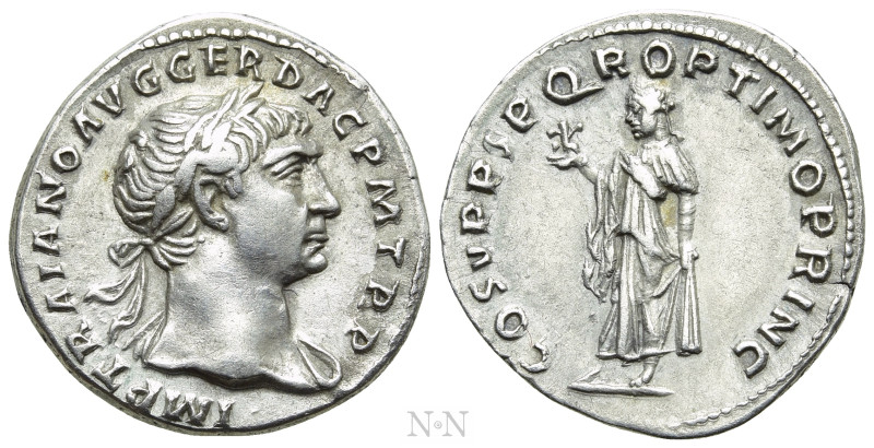 TRAJAN (98-117). Denarius. Rome. 

Obv: IMP TRAIANO AVG GER DAC P M TR P. 
La...