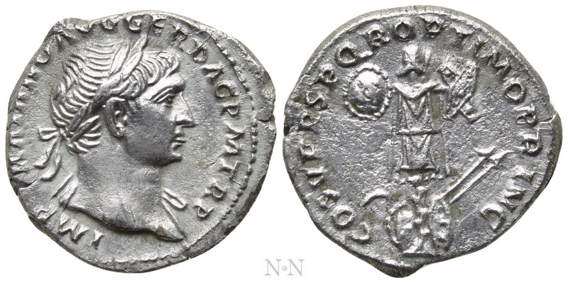 TRAJAN (98-117). Denarius. Rome. 

Obv: IMP TRAIANO AVG GER DAC P M TR P. 
La...