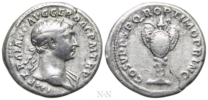 TRAJAN (98-117). Denarius. Rome. 

Obv: IMP TRAIANO AVG GER DAC P M TR P. 
La...