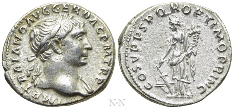 TRAJAN (98-117). Denarius. Rome. 

Obv: IMP TRAIANO AVG GER DAC P M TR P. 
La...