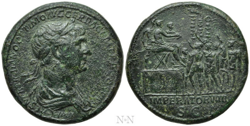 TRAJAN (98-117). Sestertius. Rome. 

Obv: IMP CAES NER TRAIANO OPTIMO AVG GER ...