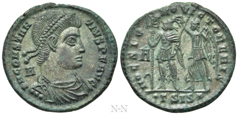 CONSTANTIUS II (337-361). Ae. Siscia. 

Obv: D N CONSTANTIVS P F AVG. 
Diadem...