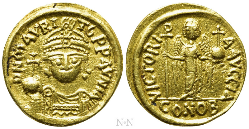 MAURICE TIBERIUS (582-602). GOLD Solidus. Carthage. Dated IY 11 (AD 592/3). 

...