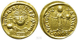 MAURICE TIBERIUS (582-602). GOLD Solidus. Carthage. Dated IY 11 (AD 592/3)
