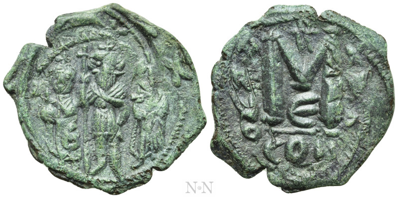 HERACLIUS with HERACLIUS CONSTANTINE and Heraclonas (610-641). Follis. Constanti...