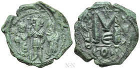 HERACLIUS with HERACLIUS CONSTANTINE and Heraclonas (610-641). Follis. Constantinople. Dated RY 30 ? (639/40)