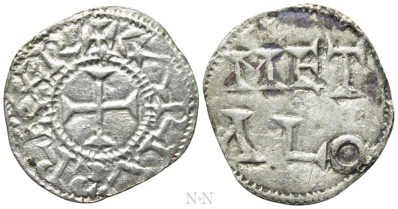 CAROLINGIANS. Charles the Simple (898-922). Denier. Melle. 

Obv: + CΛRLVS REX...