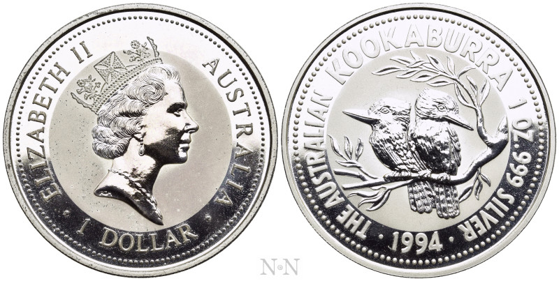 AUSTRALIA. Elizabeth II (1952-2022). AR 1 Dollar (1994). Kookaburra. 

Obv: EL...