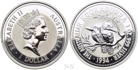 AUSTRALIA. Elizabeth II (1952-2022). AR 1 Dollar (1994). Kookaburra