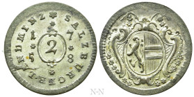AUSTRIA. Salzburg. Sigismund III von Schrattenbach (1753-1771). 2 Kreuzer (1758)