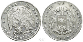 CHILE. Republic. 2 Reales (1847-So IJ). Santiago