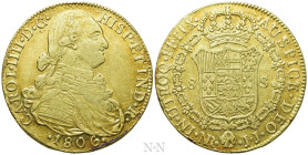 COLOMBIA. Carlos IV (1788-1808). GOLD 8 Escudos (1806-NR-JJ). Bogota
