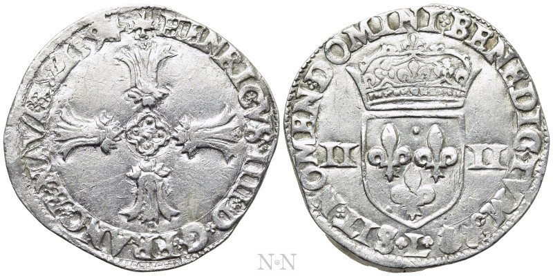 FRANCE. Henry IV (1589-1610). Quart d'écu cross feuillue (1594-L). Bayonne. 

...