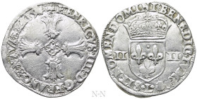 FRANCE. Henry IV (1589-1610). Quart d'écu cross feuillue (1594-L). Bayonne