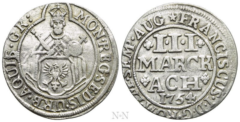 GERMANY. Aachen. Franz I (1745-1765). 3 Mark (1754). 

Obv: MON REG SEDIS URB ...