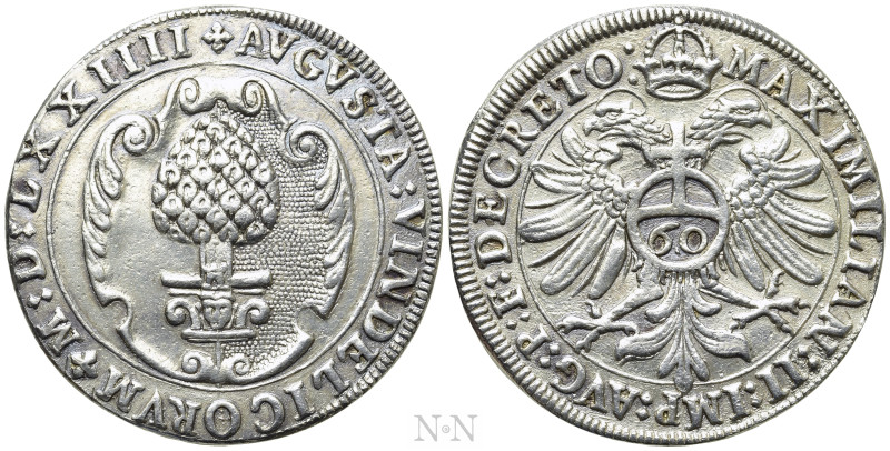 GERMANY. Augsburg. Maximilian II (1564-1576). 60 Kreuzer - Guldentaler (1574). ...