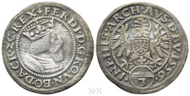 HOLY ROMAN EMPIRE. Ferdinand I (1521-1564). 3 Kreuzer (1556). Hall