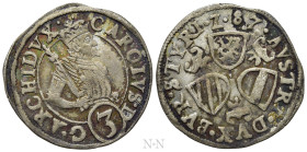 HOLY ROMAN EMPIRE. Karl II (1564-1590). 3 Kreuzer (1587). Graz