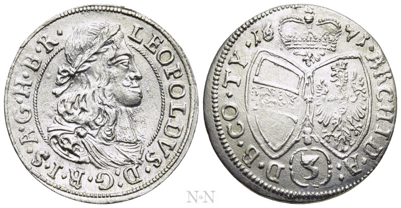 HOLY ROMAN EMPIRE. Leopold I (1657-1705). 3 Kreuzer (1671). Hall. 

Obv: LEOPO...