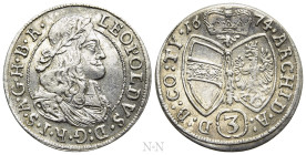 HOLY ROMAN EMPIRE. Leopold I (1657-1705). 3 Kreuzer (1674). Hall