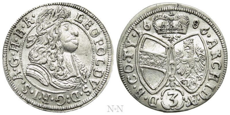 HOLY ROMAN EMPIRE. Leopold I (1657-1705). 3 Kreuzer (1686). Hall. 

Obv: LEOPO...