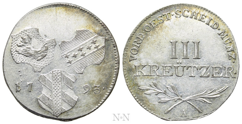 HOLY ROMAN EMPIRE. Franz II (1792-1806). 3 Kreuzer (1793). Vienna. 

Obv: Thre...