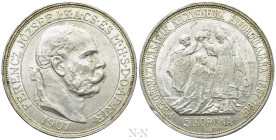HUNGARY. Franz Joseph I (1848-1916). 5 Korona (1907). Kremnitz