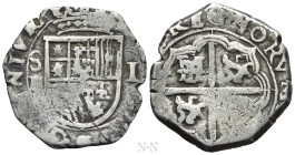 SPAIN. Philip II (1556-1598). Cob 1 Real (1597 or 1598). Seville