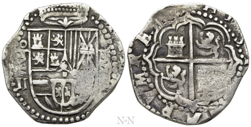 SPAIN. Philip II (1556-1598). 2 Reales (1593). Toledo. 

Obv: Crowned coat of ...