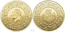 TURKEY. Republic. GOLD 100 Kuruş (1967). Death of Kemal Atatürk