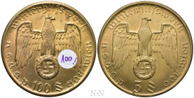 AUSTRIA. Gilt Ae Hybrid Medal coupling 100 Schilling-5 Schilling (Circa 1936-1937)