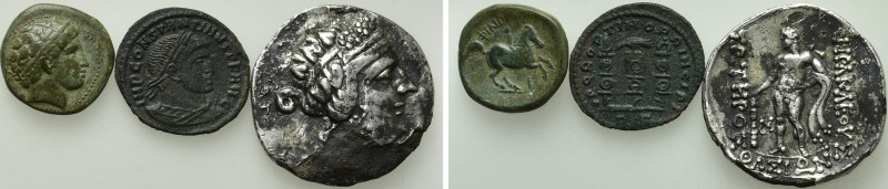 3 Greek and Roman Coins. 

Obv: .
Rev: .

. 

Condition: See picture.

...