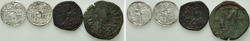 4 Coins of Serbia and the Byzantine Empire. 

Obv: .
Rev: .

. 

Conditio...