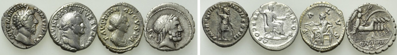 4 Roman Denarii. 

Obv: .
Rev: .

. 

Condition: See picture.

Weight: ...