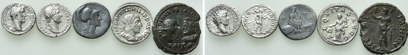 5 Roman Coins; Hadrian, Marc Aurel etc. 

Obv: .
Rev: .

. 

Condition: S...