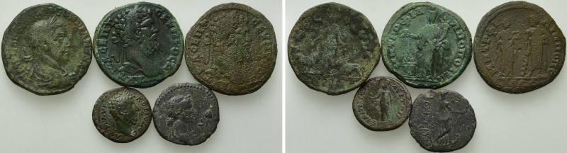5 Roman Roman Coins. 

Obv: .
Rev: .

. 

Condition: See picture.

Weig...