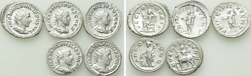 5 Antoniniani of Philippus Arabs and Philippus II. 

Obv: .
Rev: .

. 

C...