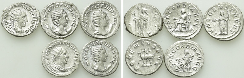 5 Antoniniani of Trajanus Decius and Otacilia Severa. 

Obv: .
Rev: .

. 
...