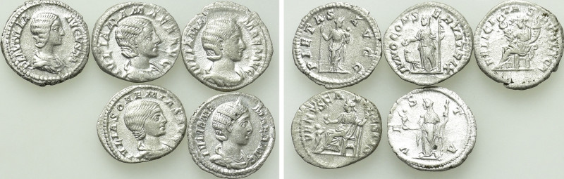 5 Denarii of Plautilla, Julia Soaemias etc. 

Obv: .
Rev: .

. 

Conditio...