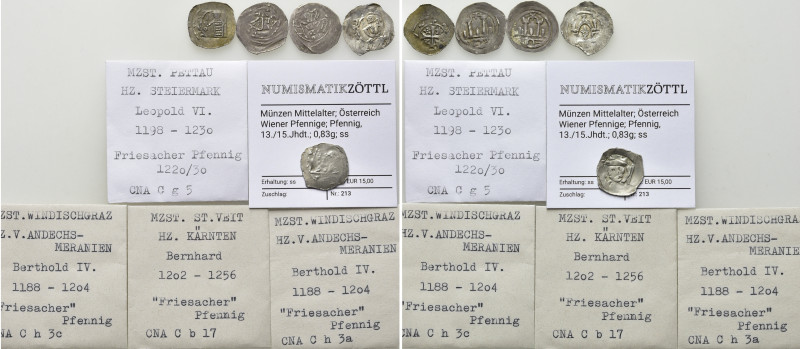 5 Medieval Coins of Austria / Friesacher and Wiener Pfennige. 

Obv: .
Rev: ....