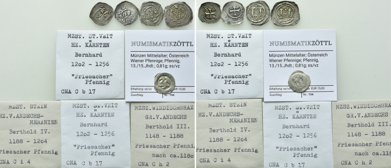 5 Medieval Coins of Austria / Friesacher and Wiener Pfennige. 

Obv: .
Rev: ....