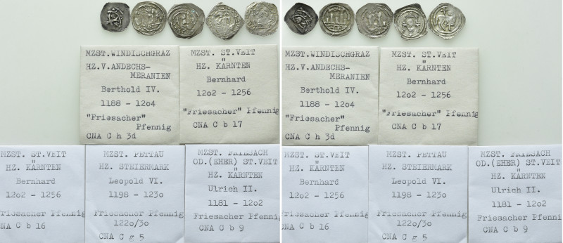 5 Medieval Coins of Austria / Friesacher Pfennige. 

Obv: .
Rev: .

. 

C...