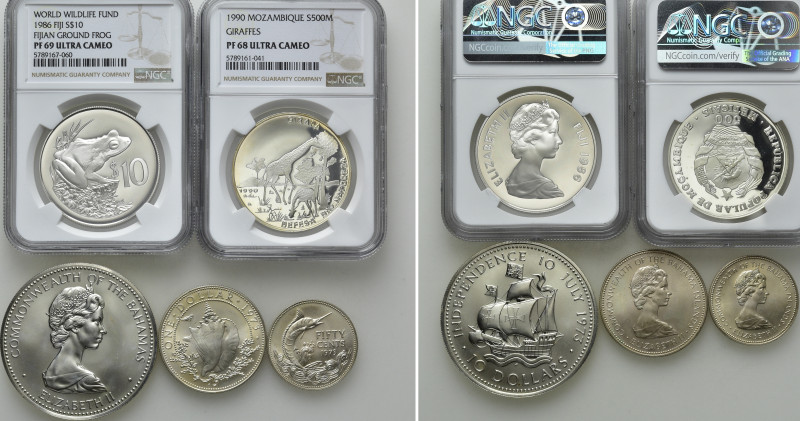 5 Coins of the Bahamas, Fiji and Mozambique etc; Silver etc. 

Obv: .
Rev: ....