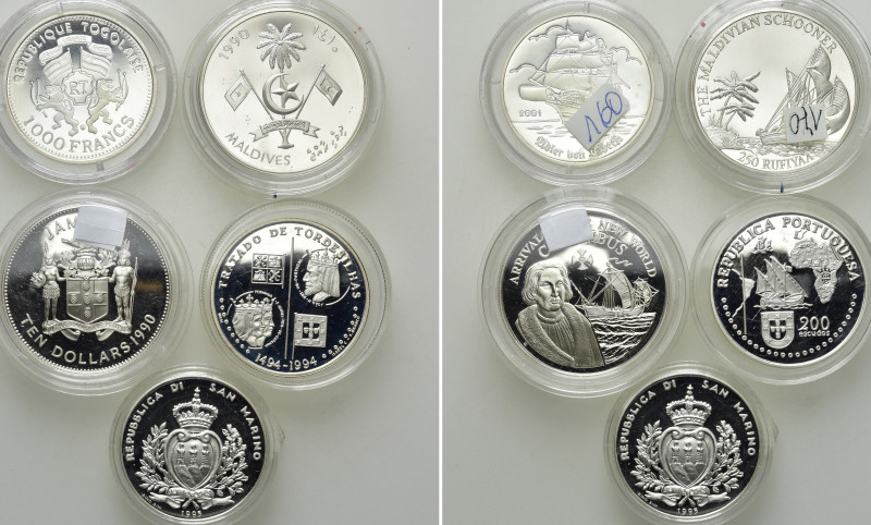 5 Modern Silver Coins With Ship Motives. 

Obv: .
Rev: .

. 

Condition: ...