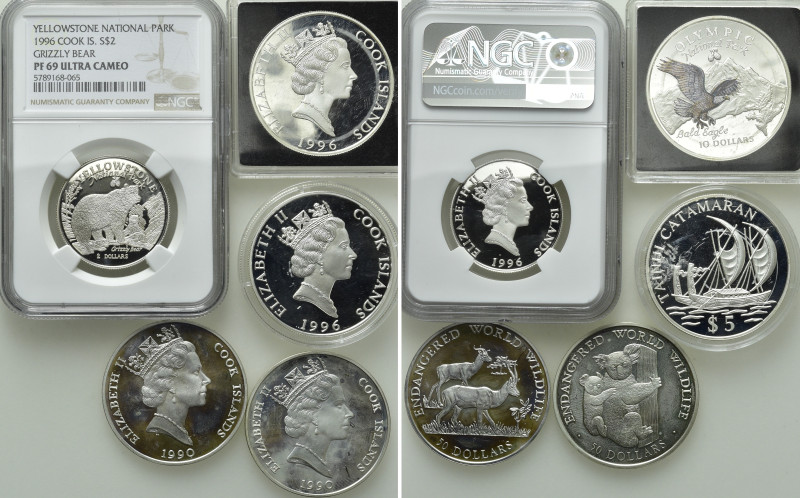 5 Silver Coins of Cook Islands. 

Obv: .
Rev: .

. 

Condition: See pictu...