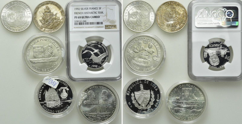 6 Coins of Portugal, France etc; Silver etc. 

Obv: .
Rev: .

. 

Conditi...