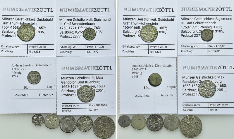 9 Coins of Austria / Salzburg / Sigismund III Graf Schrattenbach etc. 

Obv: ....