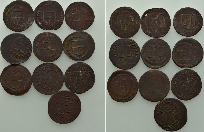 10 German Coins / Kipper Pfennige. 

Obv: .
Rev: .

. 

Condition: See pi...
