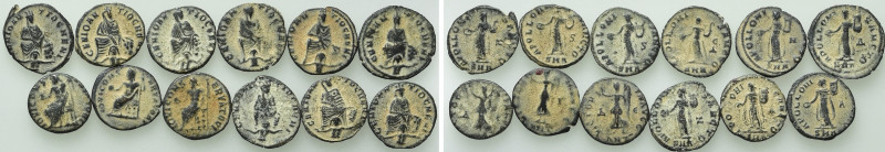 12 Quarter Folles of The Time of Maximinus Daia; All With Artificial Sandpatina....