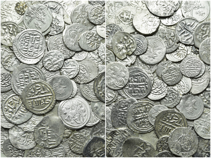 Circa 87 Ottoman Silver Coins. 

Obv: .
Rev: .

. 

Condition: See pictur...